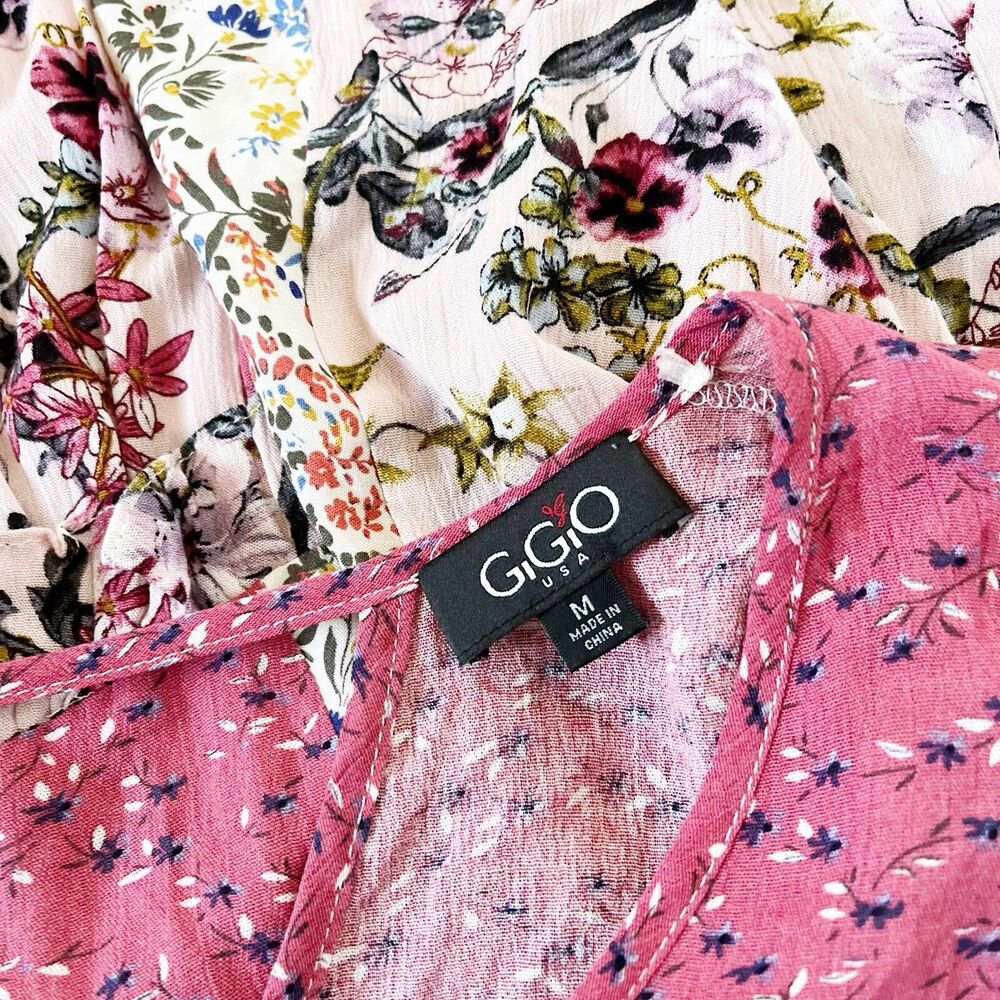 GiGio Oversized Tunic Blouse Top Shirt Dress Size Medium Floral Cottagecore Boho - Picture 6 of 16